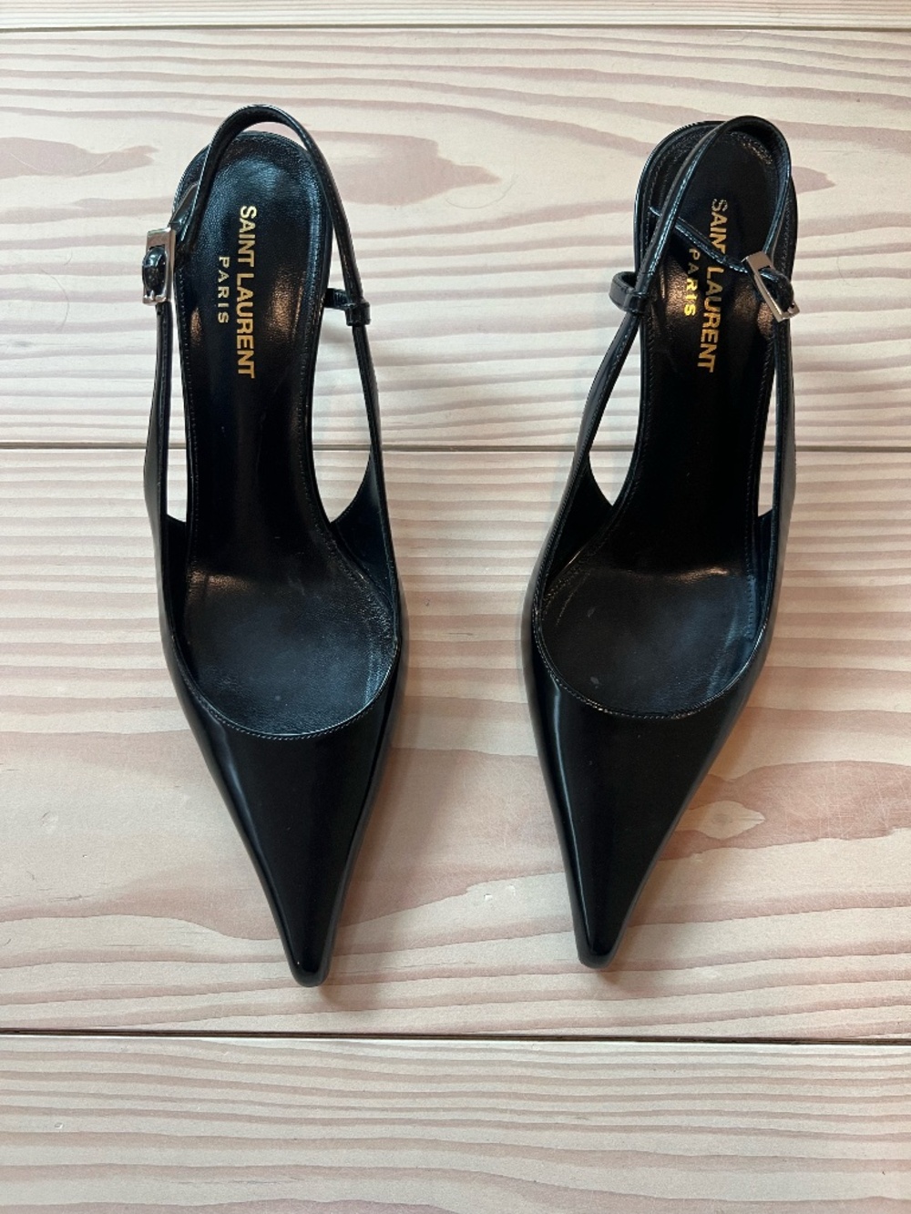 Saint Laurent Black Slingbacks Size 38.5